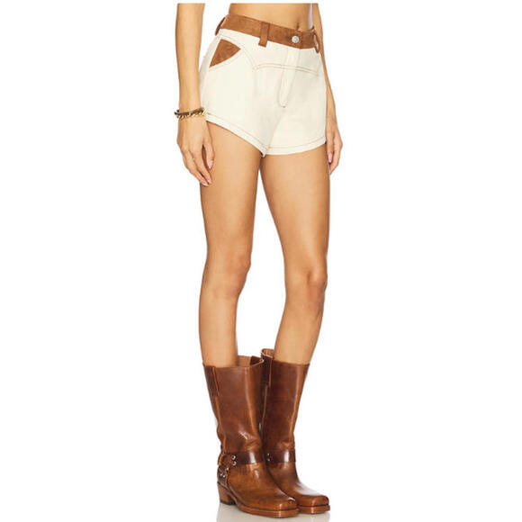 BY.DYLN Donella Micro ShortsBige brown size XS NWT $85msrp